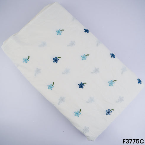 Thread Embroidered Cambric Cotton Fabric- F3775